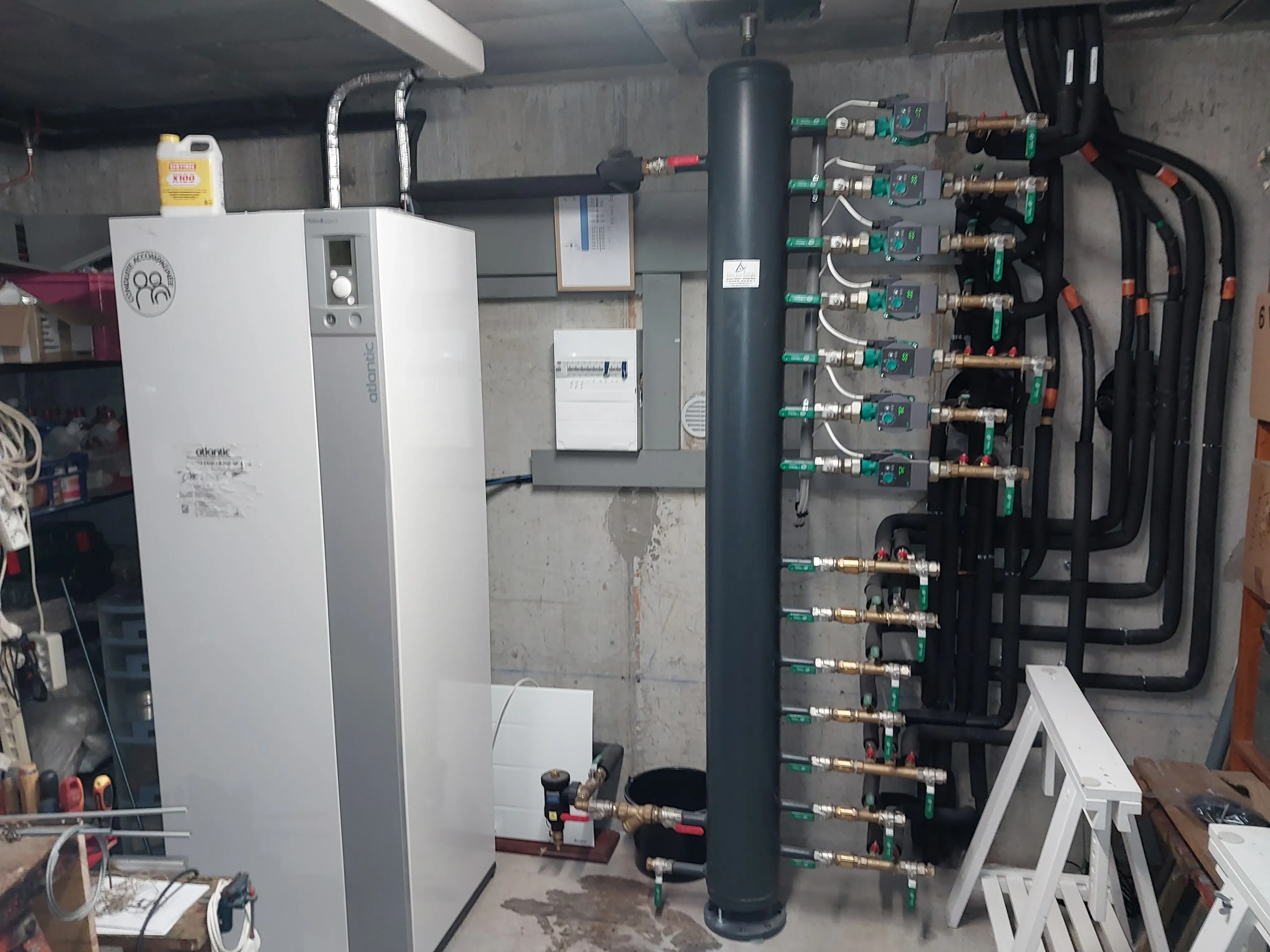 Transformation géothermie sol/sol en Pompe à chaleur air/eau. Chantier fini